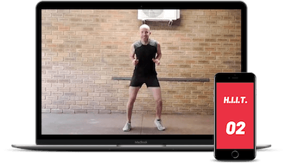 Macbook and iphone mockup showing Paul Stokes Online Fitness Workout Class