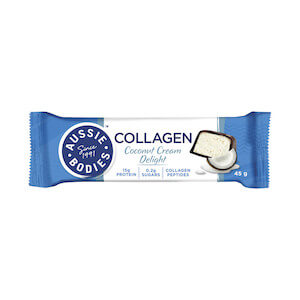 Aussie Bodies Shine Collagen Coconut Delite has just 1.4g carbohydrates per bar