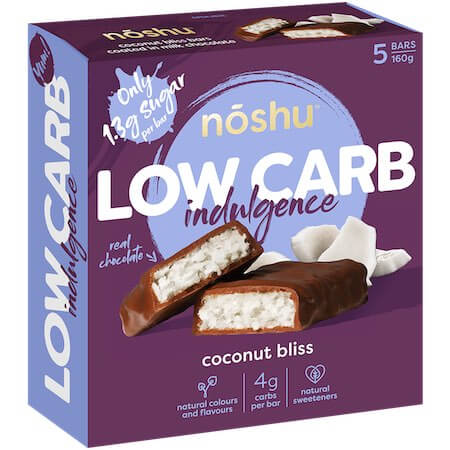 Noshu Coconut Bliss Low Carb Indulgence Snack Bar